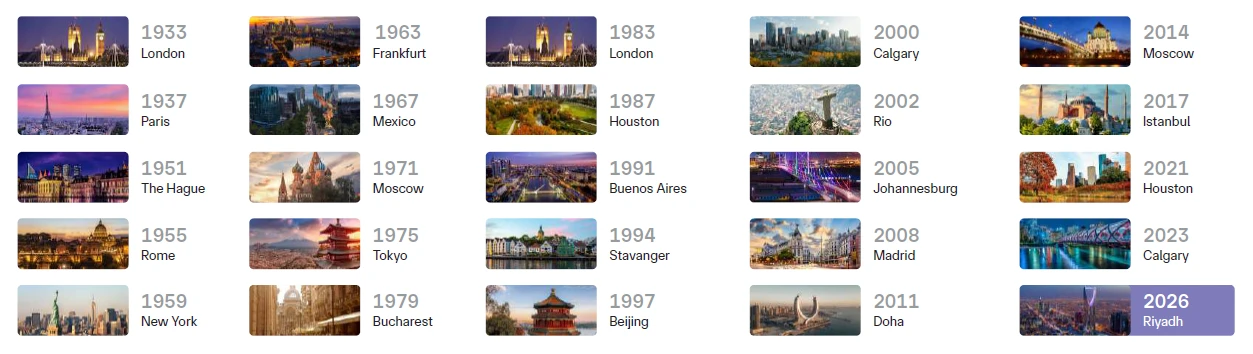 List of 25 Global Congresses of WPC Enregy