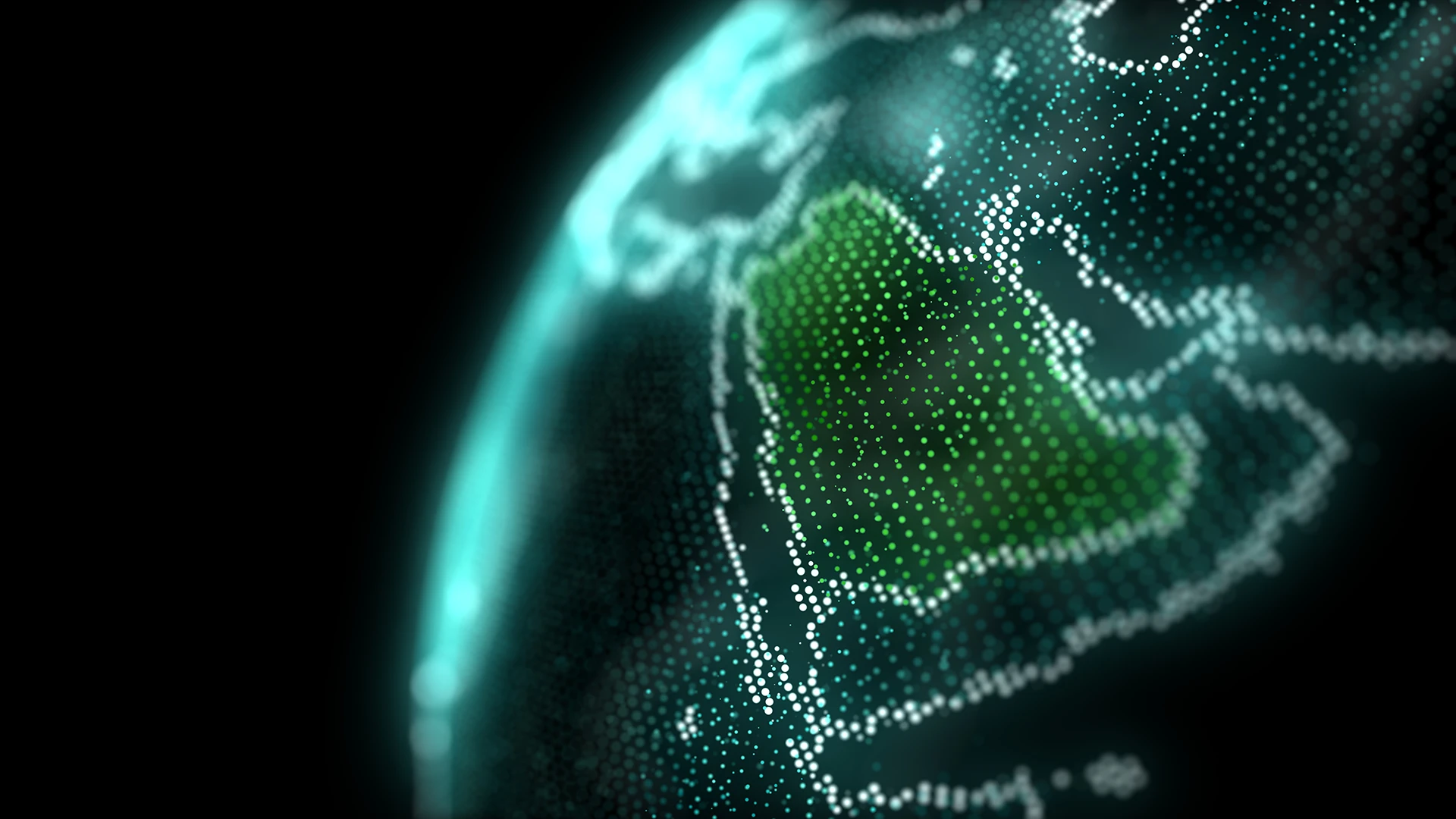 Numeric view of Saudi Arabia on the globe from space, countries neighboring the Kingdom.